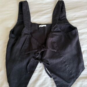 Black Sleeveless Tie-Front Top